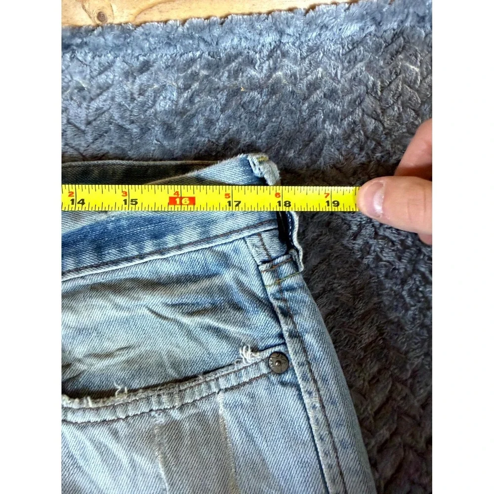 Levi's Bootcut Jeans Mens 36x32 Blue Denim Cotton Light Wash Mid Rise Frayed Hem